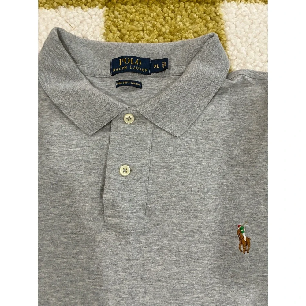 Polo Ralph Lauren Mens XL Grey Pima Soft Touch Short Sleeve Cotton Polo Shirt